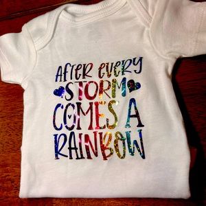 Handmade After Every Storm Comes a Rainbow newborn baby Onesie
